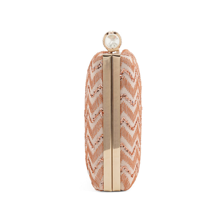 Party Wave Peach Sequin Embroidered Clutch