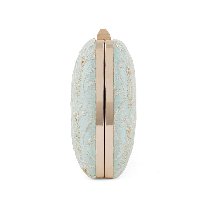 Powder Plush Blue Chikankari Embroidered Clutch