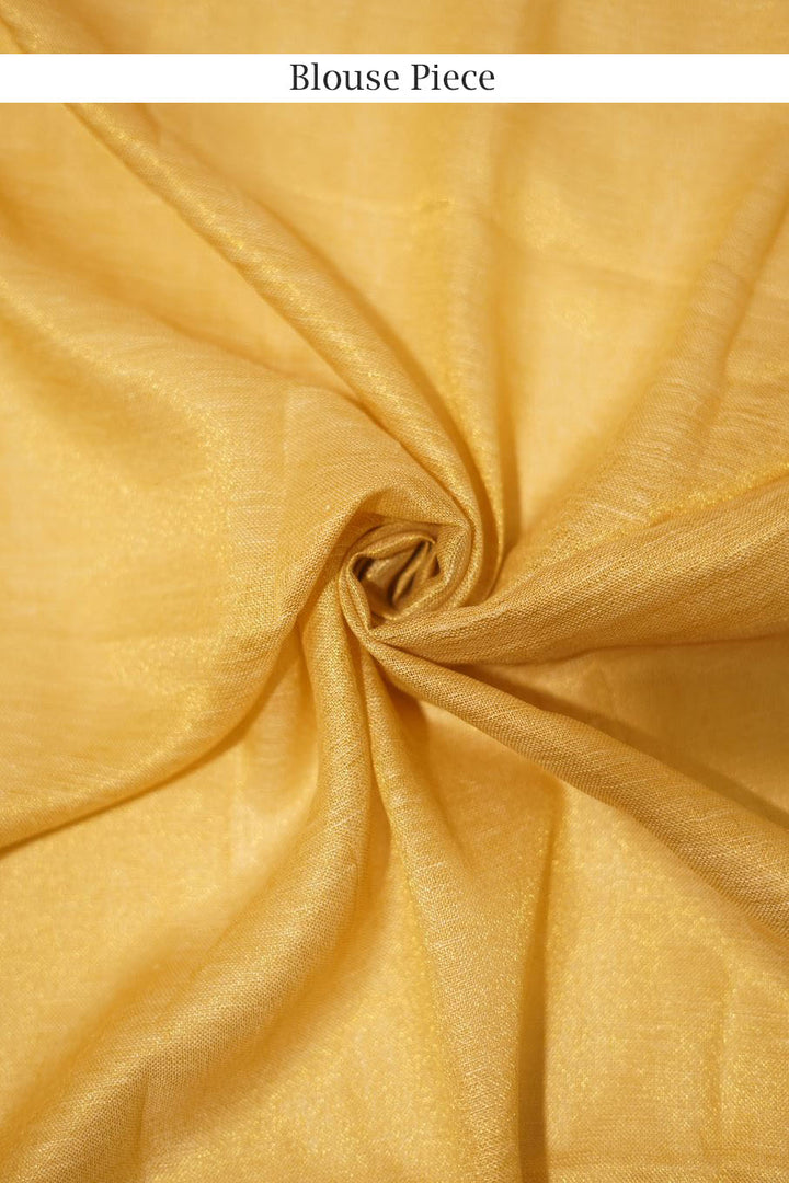 Teejh Laboni White &amp; Gold Linen Saree